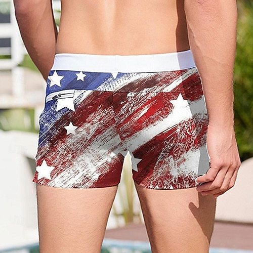  Homme Drapeau Drapeau Américain Drapeau national Maillots de bain Shorts de bain Shorts de Surf Taille Moyenne Mode Designer Surf Fête Plage Avec Poches Cordon de serrage Taille Élastique Designer