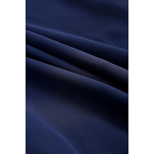  Dame Elegant kjole Midikjole Chiffon Flettet Drapering Fest Bryllupsgjest Cocktailfest Elegant Crew-hals Ermeløs Mørkeblå Farge