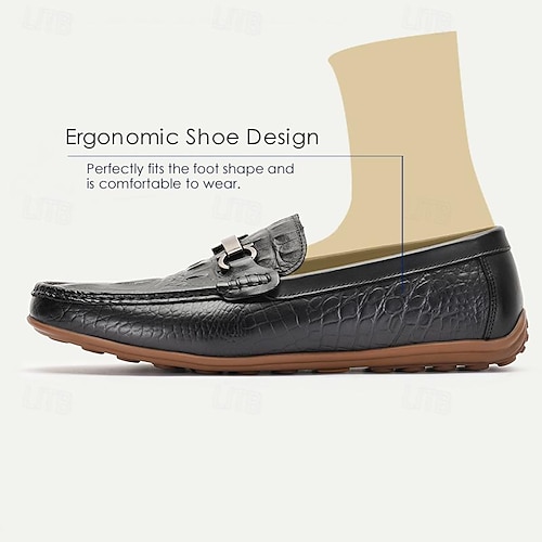  Муж. Мокасины и Свитер Комфортные лоферы Пенни лоферы Классические лоферы Кожа Итальянская цельнозерновая коровья кожа Удобный Против скольжения Лоферы Черный
