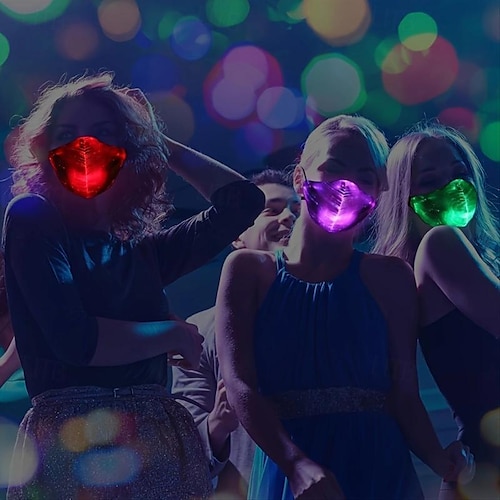  7 έγχρωμα φώτα μάσκα προσώπου led light up καρναβαλιού επαναφορτιζόμενη λάμψη φωτεινή μάσκα σκόνης για πάρτι χορευτικό ρέιβ