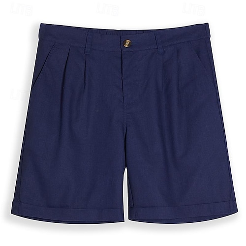  Herre Shorts Lin Shorts Dress Shorts Sommershorts Plisserte shorts Lomme Plisseringer Rett ben عادي Komfort Pustende Kort Avslappet Daglig Ferie Mote Designer Svart Hvit