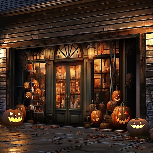  decorazioni per porte di Halloween, copertura per porta da garage di Halloween, striscione per esterni con zucca, porta vintage spaventosa, grande fondale, decorazione per le vacanze, porta da garage