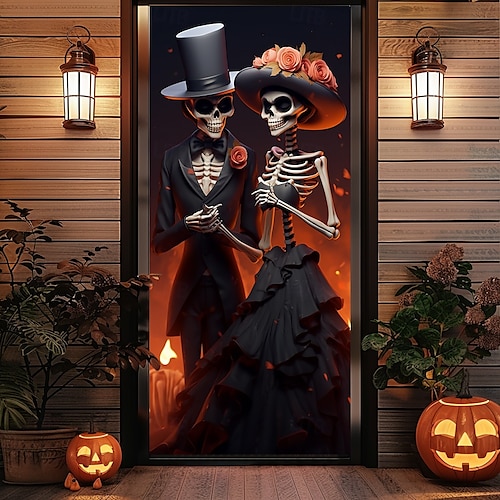 Διακοσμήσεις Halloween για πόρτες καλύμματα κρανίων ζευγαριού ταπισερί κουρτίνες διακόσμησης banner για την μπροστινή πόρτα διακόσμηση για φάρμα και εορταστικές εκδηλώσεις
