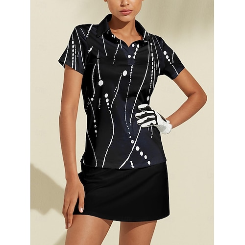  Dam Vandringspolotröja Blå Kortärmad Solskydd Överdelar Golfkläder för damer Kläder Outfits Bär kläder