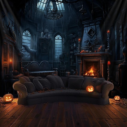  halloween dekorationer jagat hus hängande gobeläng väggkonst stor gobeläng väggmålning dekor fotografi bakgrund filt gardin hem sovrum vardagsrum