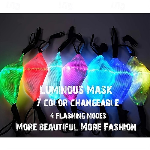  7 έγχρωμα φώτα μάσκα προσώπου led light up καρναβαλιού επαναφορτιζόμενη λάμψη φωτεινή μάσκα σκόνης για πάρτι χορευτικό ρέιβ
