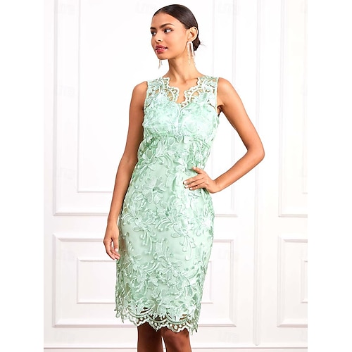  Damen Minikleid Kleid-Set A Linie Kleid Elegant Formell Party Hochzeitsgast Cocktailparty Lässiger Schnitt Dreiviertelarm V Ausschnitt Hellgrün Sommer Frühling Herbst