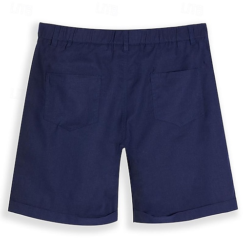  Herre Shorts Lin Shorts Dress Shorts Sommershorts Plisserte shorts Lomme Plisseringer Rett ben عادي Komfort Pustende Kort Avslappet Daglig Ferie Mote Designer Svart Hvit