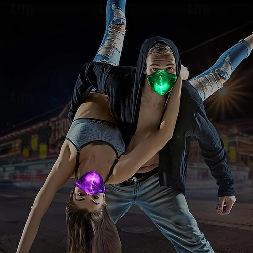  7 έγχρωμα φώτα μάσκα προσώπου led light up καρναβαλιού επαναφορτιζόμενη λάμψη φωτεινή μάσκα σκόνης για πάρτι χορευτικό ρέιβ