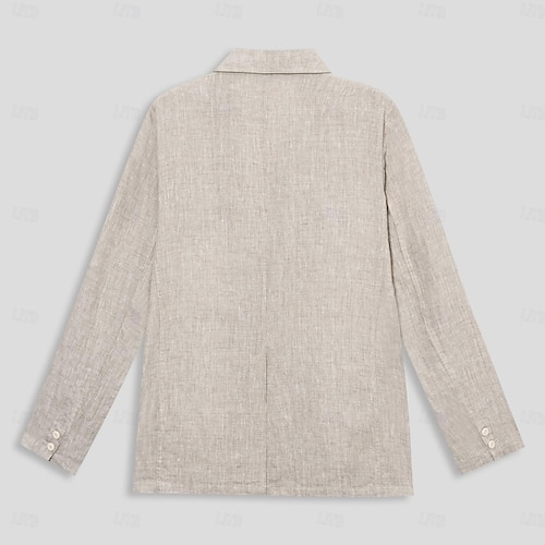  Herre Blazer jakke Bryllup jubileum Fest Sommer Vår Lin Helfarge Enkelt Brystet Enn-knapp Blazer Mørkegrå Svart Navyblå Blå
