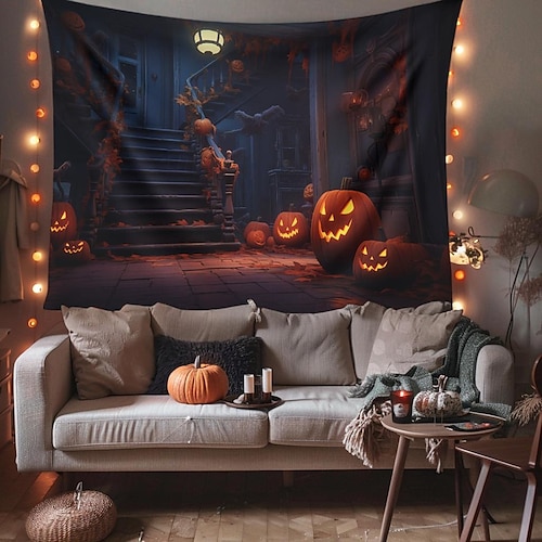  halloween dekorationer jagat hus hängande gobeläng väggkonst stor gobeläng väggmålning dekor fotografi bakgrund filt gardin hem sovrum vardagsrum