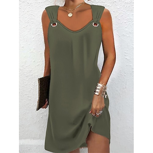  בגדי ריקוד נשים שמלת קז'ואל שמלת מיני Ruched יומי פגישה (דייט) אופנתי בסיסי כתפיה ללא שרוולים שחור לבן ורוד מסמיק צבע