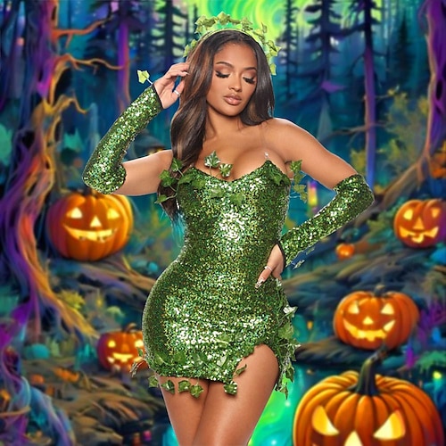 Poison Ivy Dress Cosplay Costume Adults' Women's Sexy Costume Performance  Party Halloween Halloween Carnival Masquerade Easy Halloween Costumes 2024  - $36.99