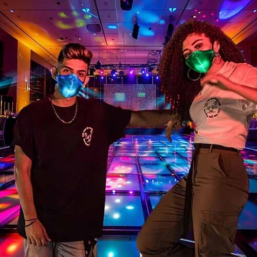  7 έγχρωμα φώτα μάσκα προσώπου led light up καρναβαλιού επαναφορτιζόμενη λάμψη φωτεινή μάσκα σκόνης για πάρτι χορευτικό ρέιβ