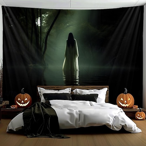  halloween dekorációk szellem menyasszony akasztó gobelin fal művészet nagy kárpit falfestmény dekoráció fénykép háttér takaró függöny otthon hálószoba nappali dekoráció