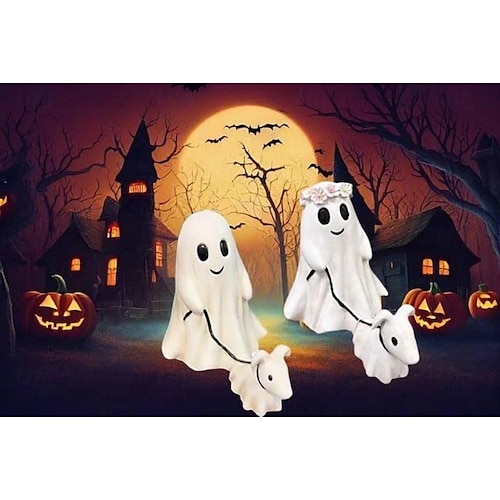  socha procházejícího psa halloweenského ducha - ručně vyrobená dekorace socha z halloween pryskyřice, odolná pryskyřice pro vnitřní i venkovní použití, ideální pro domácí dekoraci v rustikálním, selském nebo chalupářském stylu, ideální do dětské postele