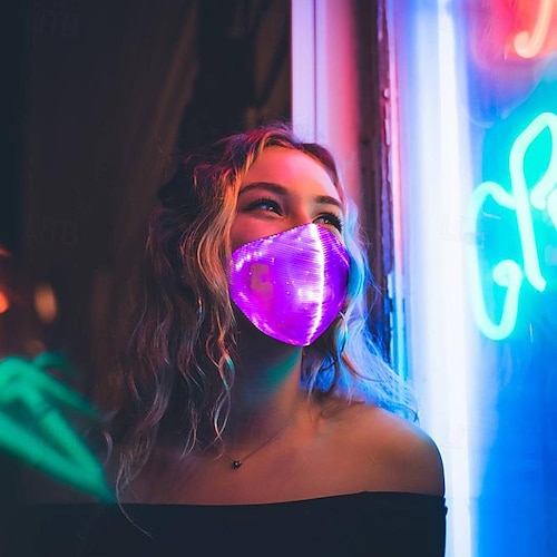  7 έγχρωμα φώτα μάσκα προσώπου led light up καρναβαλιού επαναφορτιζόμενη λάμψη φωτεινή μάσκα σκόνης για πάρτι χορευτικό ρέιβ