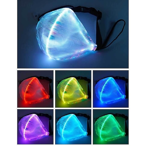  7 έγχρωμα φώτα μάσκα προσώπου led light up καρναβαλιού επαναφορτιζόμενη λάμψη φωτεινή μάσκα σκόνης για πάρτι χορευτικό ρέιβ