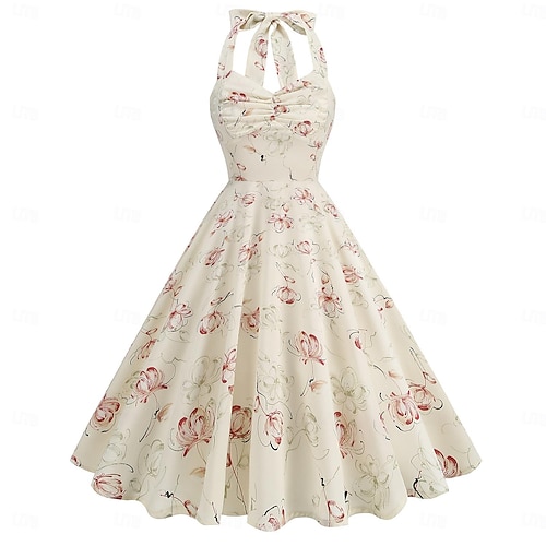 1950s Retro Vintage Rockabilly Knee Length Swing Dress Flare Dress Halter Checkered / Gingham Fit & Flare Swing Fancy Dress Women s Carnival Vacation 1950s Retro Vintage Rockabilly Knee Length Swing Dress Flare Dress Halter Checkered / Gingham Fit & Flare Swing Fancy Dress Women s Carnival Vacation