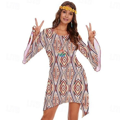 70s dress flare sleeve Flared Sleeve Lace Dress White (M) – Teu Closet main image 1
