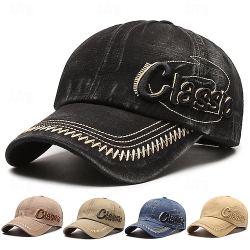 Herren Cap Basecap Sonnenhut Kappe Schwarz Blau Baumwolle Bestickt Modisch Brautkleider schlicht Strasse Täglich Buchstabe Einstellbar Sonnenschutz Atmungsaktiv