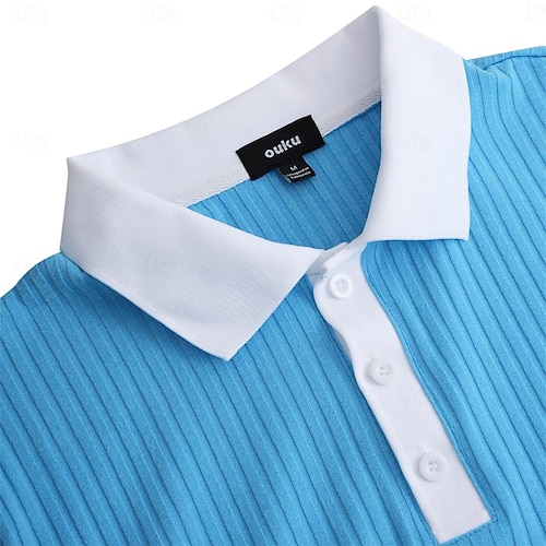  Pánské Svalová košile Golfová košile Práce Ležérní Žebrovaný polo límec Klasický Krátký rukáv Základní Moderní Barevné bloky Rýhovaný Jaro léto Slim Bílá Žlutá Vodní modrá Zelená Šedá Svalová košile