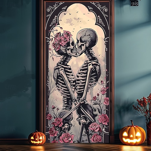  Διακοσμήσεις Halloween για πόρτες καλύμματα κρανίων ζευγαριού ταπισερί κουρτίνες διακόσμησης banner για την μπροστινή πόρτα διακόσμηση για φάρμα και εορταστικές εκδηλώσεις