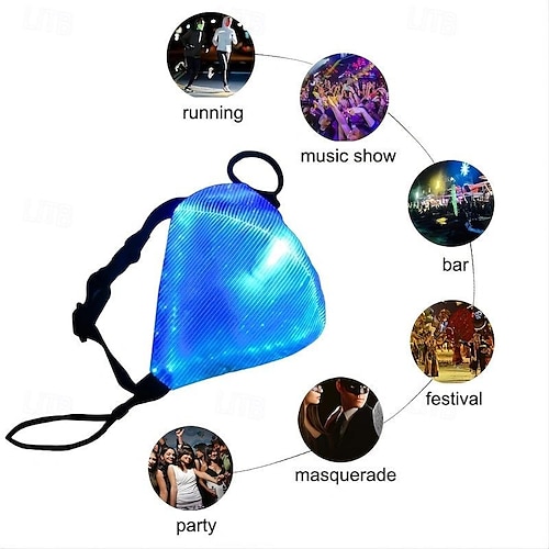  7 έγχρωμα φώτα μάσκα προσώπου led light up καρναβαλιού επαναφορτιζόμενη λάμψη φωτεινή μάσκα σκόνης για πάρτι χορευτικό ρέιβ