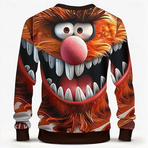  Men's Funny Hoodies Sweatshirt Long Sleeve Sweatshirt Crew Neck Fashion 3D Print Fall Winter