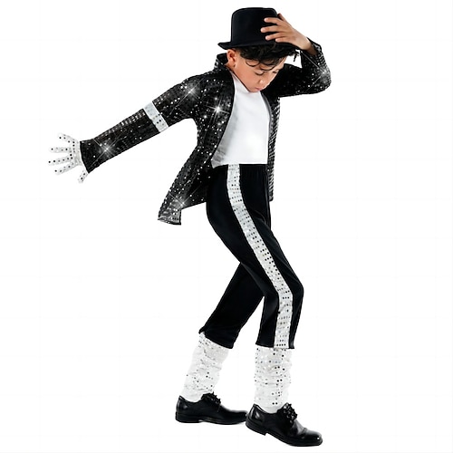 

Pop King Cosplay Costume Kid's Boys Disco 1980s Performance Party Stage Halloween Carnival Masquerade Easy Halloween Costumes