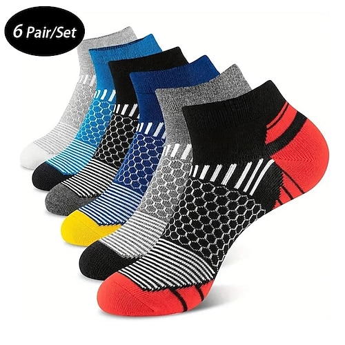 

Homme 6 paires Paquets multiples Chaussettes Chaussettes de Course Chaussettes décontractées Noir Blanche Couleur Géométrique Sport & Loisir du quotidien Vacances Basique Moyen Printemps Automne Mode