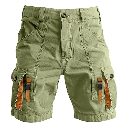 

Men's Cargo Shorts Shorts Summer Shorts Bermuda shorts Casual Shorts Multi Pocket Straight Leg Plain Comfort Knee Length Casual Daily Holiday Cotton Blend Fashion Streetwear Green Micro-elastic