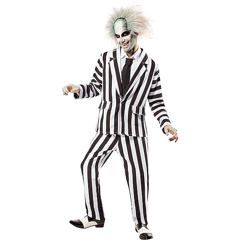 

Beetlejuice 2 Horror Movie Beetlejuice Outfits Suits & Blazers Adults' Men's Performance Party Halloween Carnival Easy Halloween Costumes