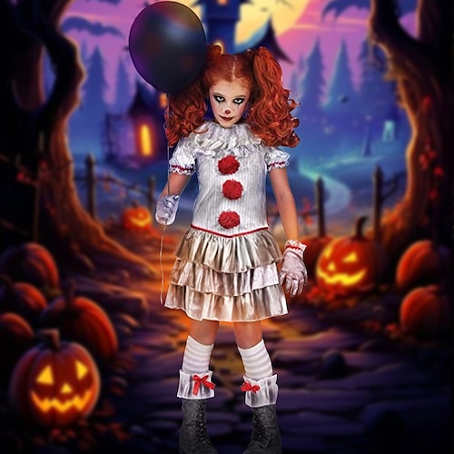 

It Burlesque Clown Pennywise Dress Cosplay Costume Party Costume Kid's Girls' Outfits Cosplay Performance Party Halloween Carnival Masquerade Easy Halloween Costumes