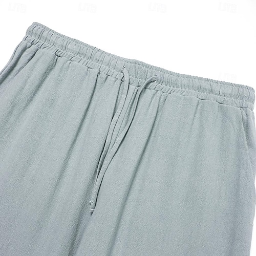  Voor heren Linnen broek Broek Zomerbroek Voorvak Plooien Recht been Effen Comfort Ademend Volledige lengte Casual Dagelijks Feestdagen Modieus Basic Donker kaki Zwart Micro-elastisch