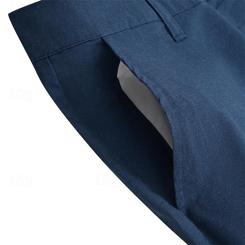  Miesten Puvunhousut Pellavahousut Housut Kesähousut Rantahousut Edessä tasku Suora jalka Tavallinen Mukavuus Hengittävä Muodollinen liiketoiminta Pyhäpäivä Muoti Perus Musta Valkoinen