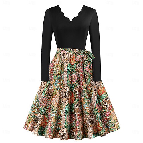 Retro Vintage 1950s Dress Swing Dress Flare Dress Floral Fancy Dress  Women's Carnival Masquerade Casual Daily Bachelorette Party Adults' Dress  Homecoming Dresses 2026 - GBP 27
