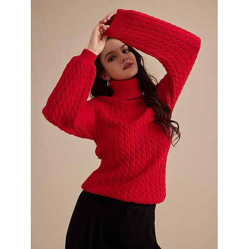 pull à col roulé élégant en tricot torsadé