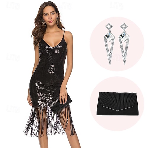 Abito Anni '20 Da Donna Con Frange E Paillettes – Modello Gatsby Vintage Senza Maniche – Taglie XS-3XL – Perfetto Per Feste A Tema E Cocktail - 4