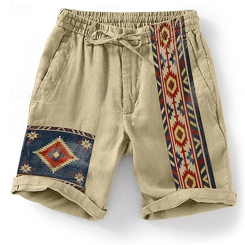  Men's Graphic Shorts Summer Shorts Beach Shorts Mid Waist Designer Ethnic Style Casual Daily Holiday Drawstring Elastic Waist 3D Print Designer Clothing Apparel