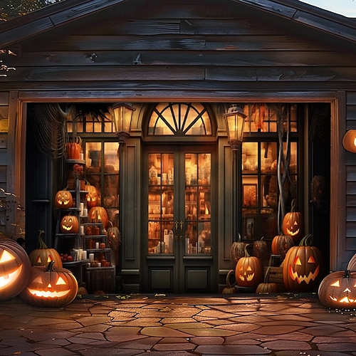  decorazioni per porte di Halloween, copertura per porta da garage di Halloween, striscione per esterni con zucca, porta vintage spaventosa, grande fondale, decorazione per le vacanze, porta da garage
