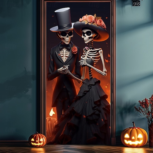  Διακοσμήσεις Halloween για πόρτες καλύμματα κρανίων ζευγαριού ταπισερί κουρτίνες διακόσμησης banner για την μπροστινή πόρτα διακόσμηση για φάρμα και εορταστικές εκδηλώσεις