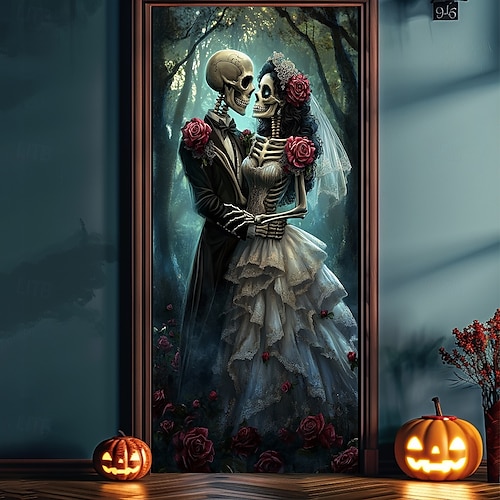  Διακοσμήσεις Halloween για πόρτες καλύμματα κρανίων ζευγαριού ταπισερί κουρτίνες διακόσμησης banner για την μπροστινή πόρτα διακόσμηση για φάρμα και εορταστικές εκδηλώσεις