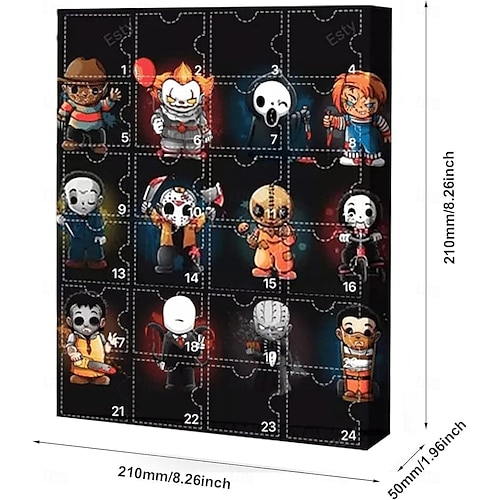  Το ημερολόγιο advent ταινιών τρόμου για το Halloween 2025 περιέχει 24 χριστουγεννιάτικα δώρα, ημερολόγιο αντίστροφης μέτρησης με χριστουγεννιάτικες φιγούρες τρόμου με παιχνίδια-έκπληξη, συλλεκτικά δώρα με φιγούρες για παιδιά
