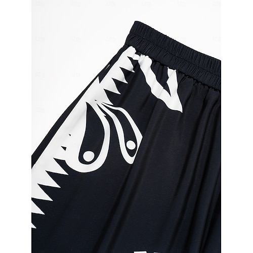  pantaloni neri con stampa a gamba larga in raso