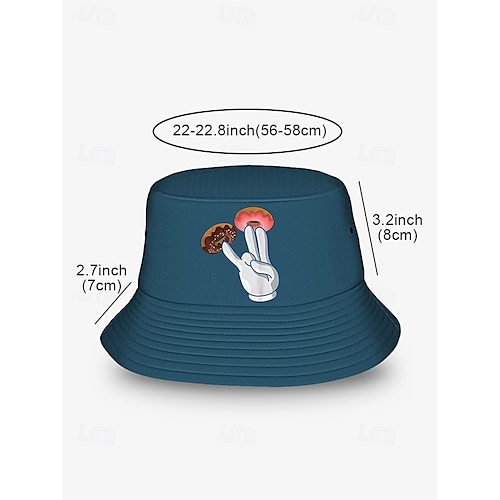  Men's Bucket Hat with Donut Peace Sign Graphic - Trendy Casual Sun Hat for Summer Outfits and Streetwear