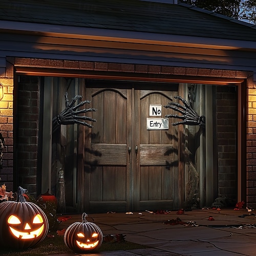  halloween dveřní dekorace venkovní halloween kryt garážových vrat duchové banner monstrum okno venku velké pozadí dekorace na dovolenou venkovní garážová vrata domácí nástěnné dekorace