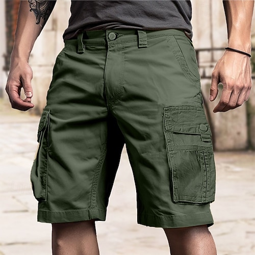 Men's Cargo Shorts Shorts Hiking Shorts Buttons Multi Pocket Plain