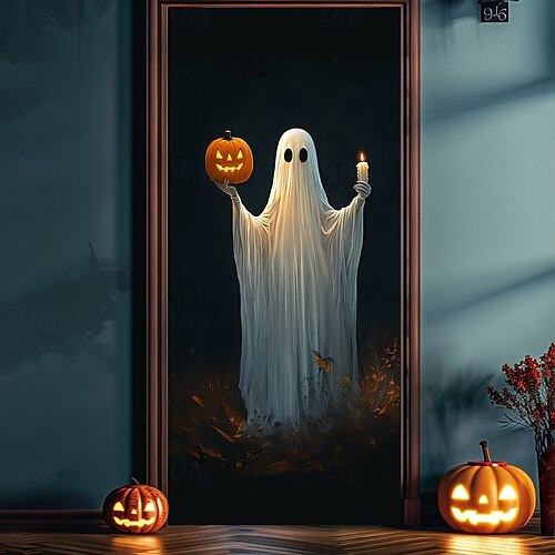  halloween dörr dekorationer spöken halloween dörr täcker dörr gobeläng dörr gardin dekoration bakgrund dörr banderoll för ytterdörr bondgård semester fest dekoration tillbehör