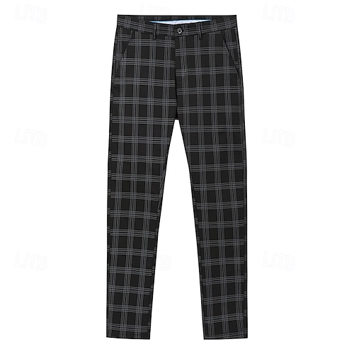 Men's Trousers Chinos Jogger Pants Plaid Dress Pants Pocket
